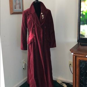 Maroon velvet double breasted coat size 12